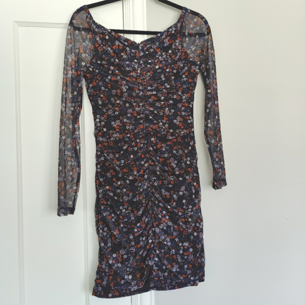 BCBGeneration Dark Mesh Floral Mini Dress | 8 - Picture 14 of 16